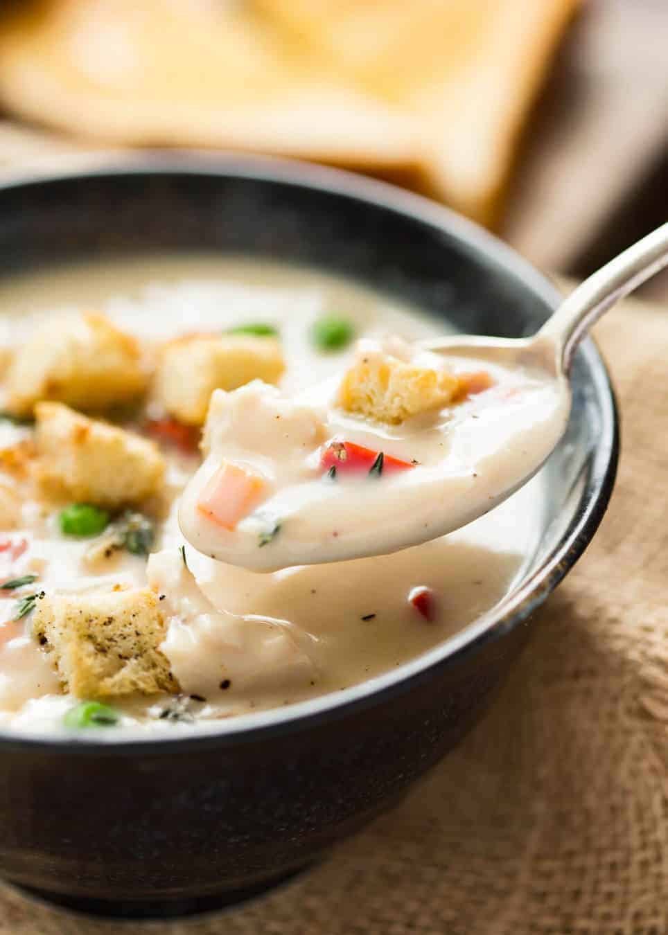 Soul warming Homemade Cream of Chicken Soup. Simply and utterly divine. staging.recipetineats.com