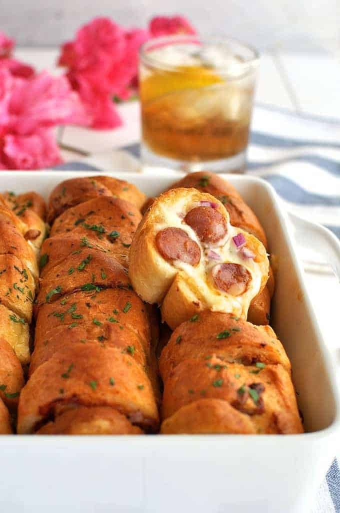 Pull Apart Pizza Bread out after baking in a tray