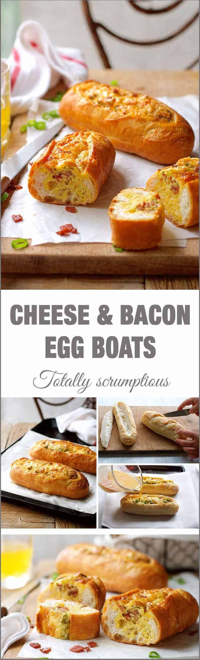Cheese and Bacon Bread Boats - smells and tastes like a quiche lorraine, but BETTER because it's so fast to make and it's extra crusty!