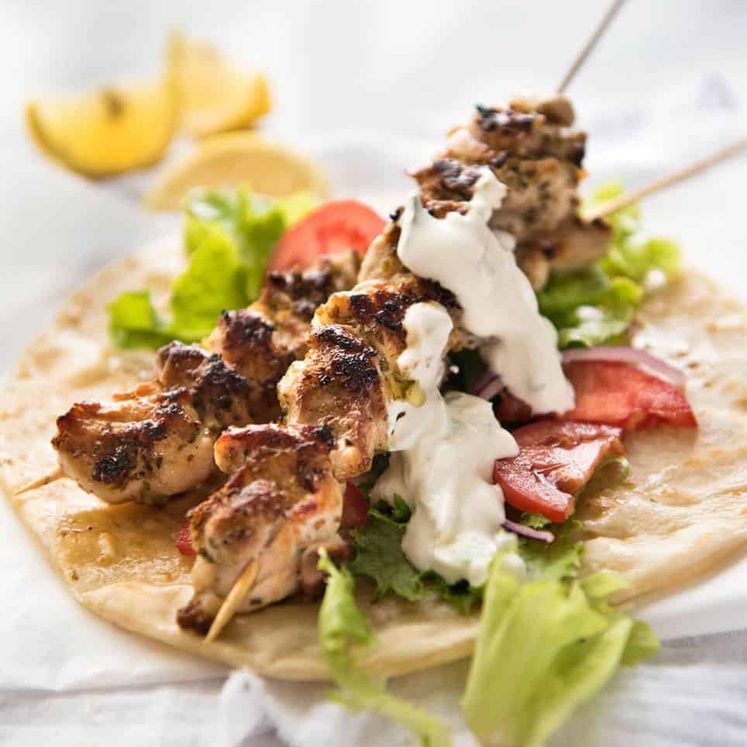 Chicken Souvlaki - Made with chicken marinated in lemon, garlic and oregano, it's so easy to make this Greek favourite at home! staging.recipetineats.com