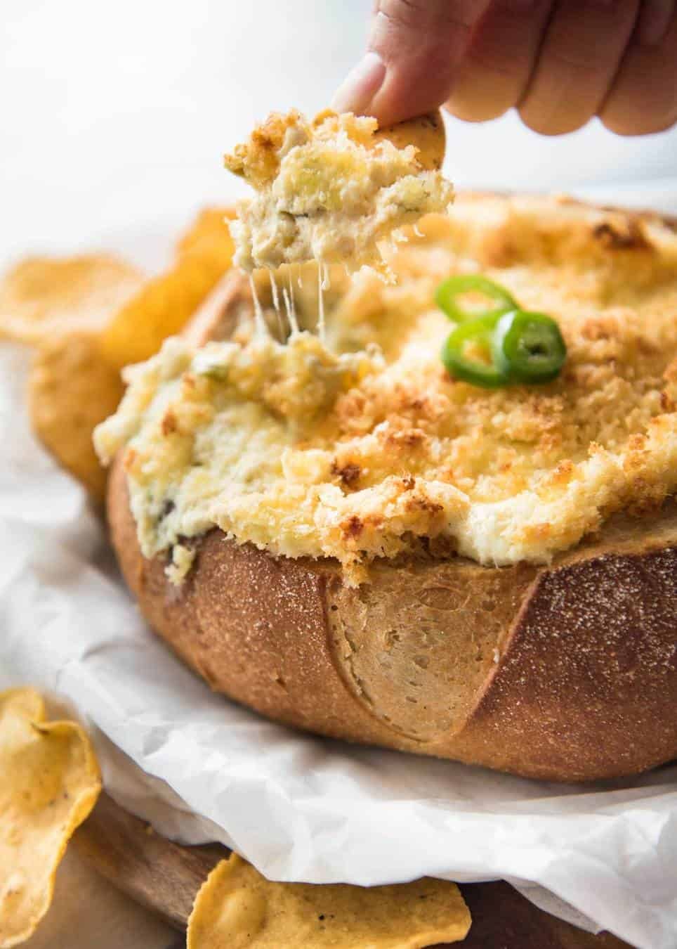 It's a Jalape&ntilde;o Popper - in dip form! A warm creamy dip spiked with jalape&ntilde;o, topped with a crunchy panko topping! staging.recipetineats.com