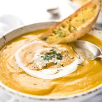 No Chop Roast Pumpkin Soup - An intensely flavoured creamy pumpkin soup made without chopping / peeling pumpkin. staging.recipetineats.com