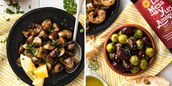 5 Easy Spanish Tapas recipes - Garlic Mushrooms and Marinated Olives staging.recipetineats.com