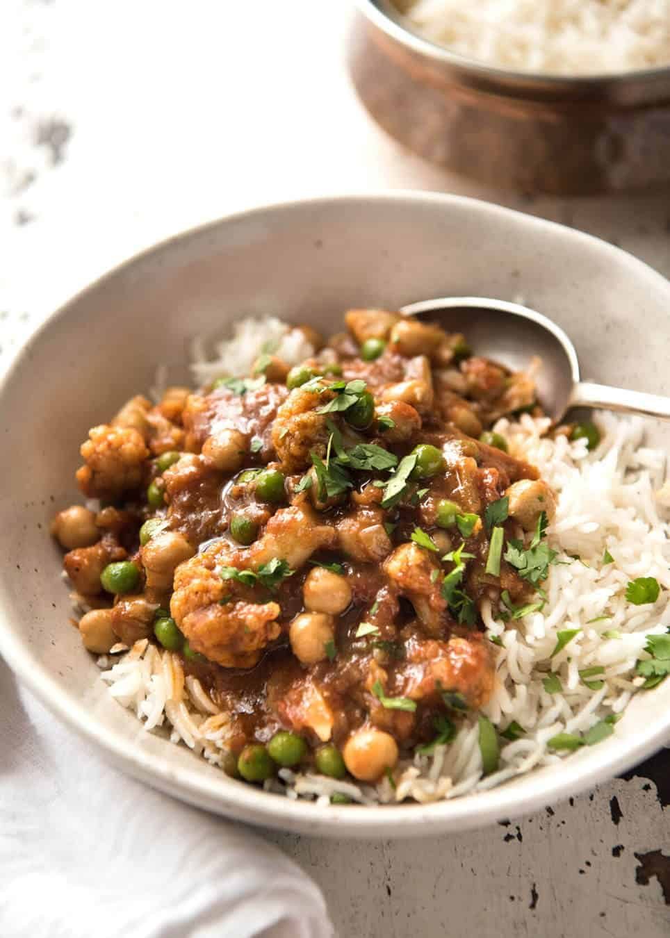 This Cauliflower and Chickpea Curry is an authentic Indian homestyle recipe that's healthy and made with everyday ingredients! staging.recipetineats.com