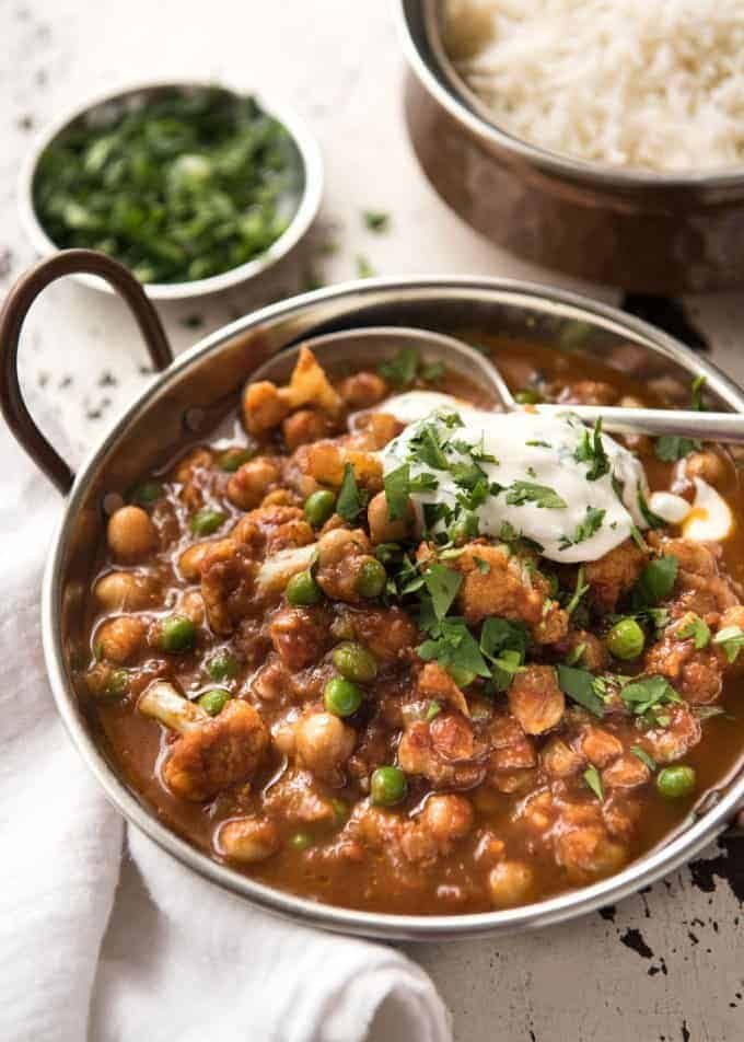 This Cauliflower and Chickpea Curry is an authentic Indian homestyle recipe that's healthy and made with everyday ingredients! staging.recipetineats.com