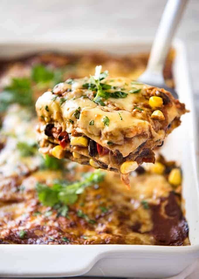 Vegetarian Mexican Caserole (Lasagna) - Fresh, healthy and loaded with Mexican flavours, just 342 calories per serving! staging.recipetineats.com
