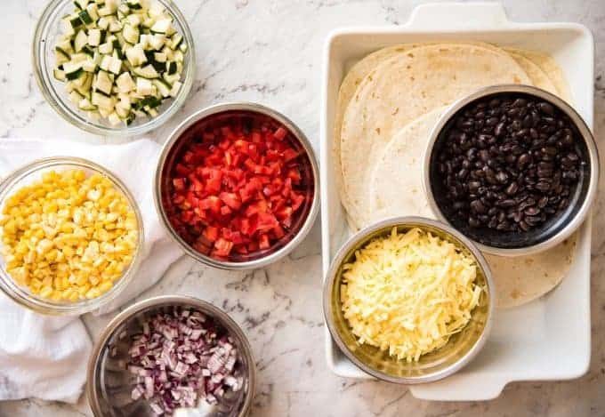 Vegetarian Mexican Caserole (Lasagna) - Fresh, healthy and loaded with Mexican flavours, just 342 calories per serving! staging.recipetineats.com
