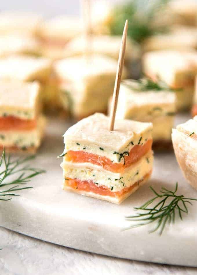 Smoked Salmon Appetizer fantastic for gatherings - no fiddly assembly, served at room temperature, looks elegant and tastes SO GOOD! staging.recipetineats.com