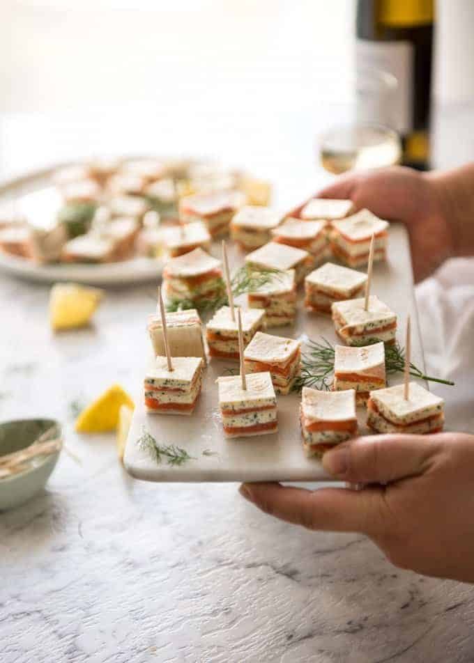 Smoked Salmon Appetizer fantastic for gatherings - no fiddly assembly, served at room temperature, looks elegant and tastes SO GOOD! staging.recipetineats.com