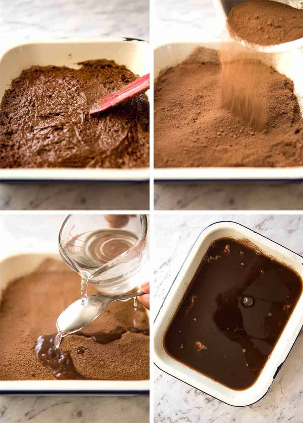 Chocolate Self Saucing Pudding - 1 batter transforms into a moist chocolate cake with a beautiful silky chocolate sauce! 10 minutes active effort. staging.recipetineats.com