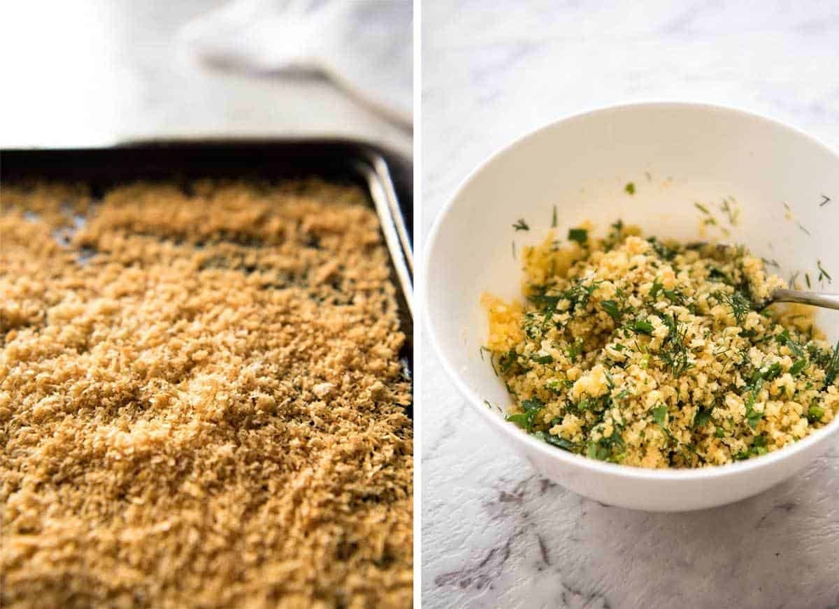 Baked Parmesan Crusted Salmon with Lemon Cream Sauce - easy and fast to make, can be prepared ahead, a stunning centrepiece for Christmas dinner and yet easy enough for midweek. That Lemon Cream sauce is the perfectly finishing tough. staging.recipetineats.com