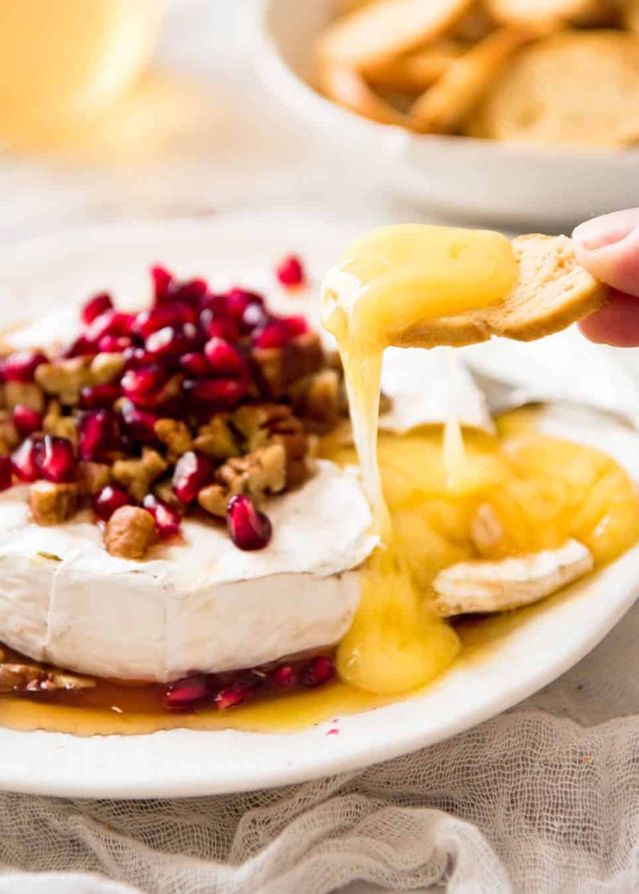 3 Minute Melty Festive Brie - Just microwave for 1 minute and you have an almost-instant baked brie appetizer! staging.recipetineats.com