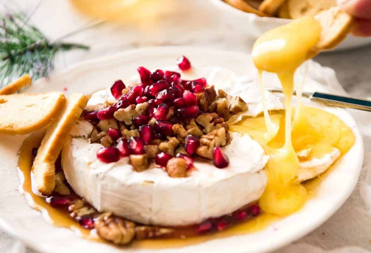 3 Minute Melty Festive Brie - Just microwave for 1 minute and you have an almost-instant baked brie appetizer! staging.recipetineats.com