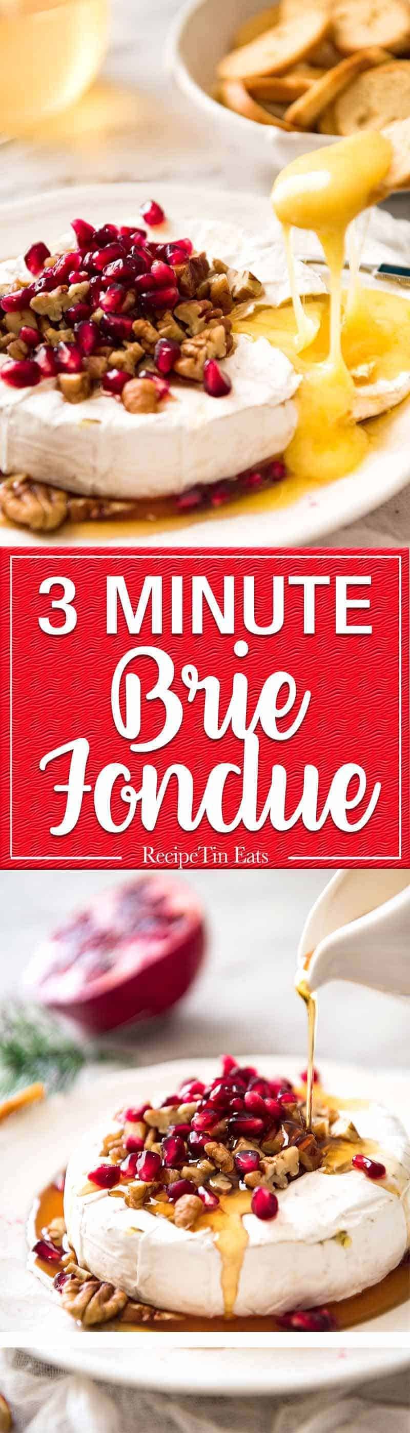 3 Minute Melty Festive Brie - Just microwave for 1 minute and you have an almost-instant baked brie appetizer! staging.recipetineats.com