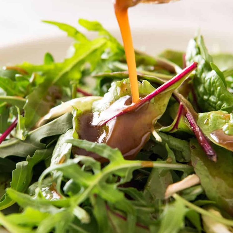 Balsamic Vinegar Dressing - A classic everyone should know: 1 part vinegar, 3 parts oil. Keep for 3 weeks+. staging.recipetineats.com