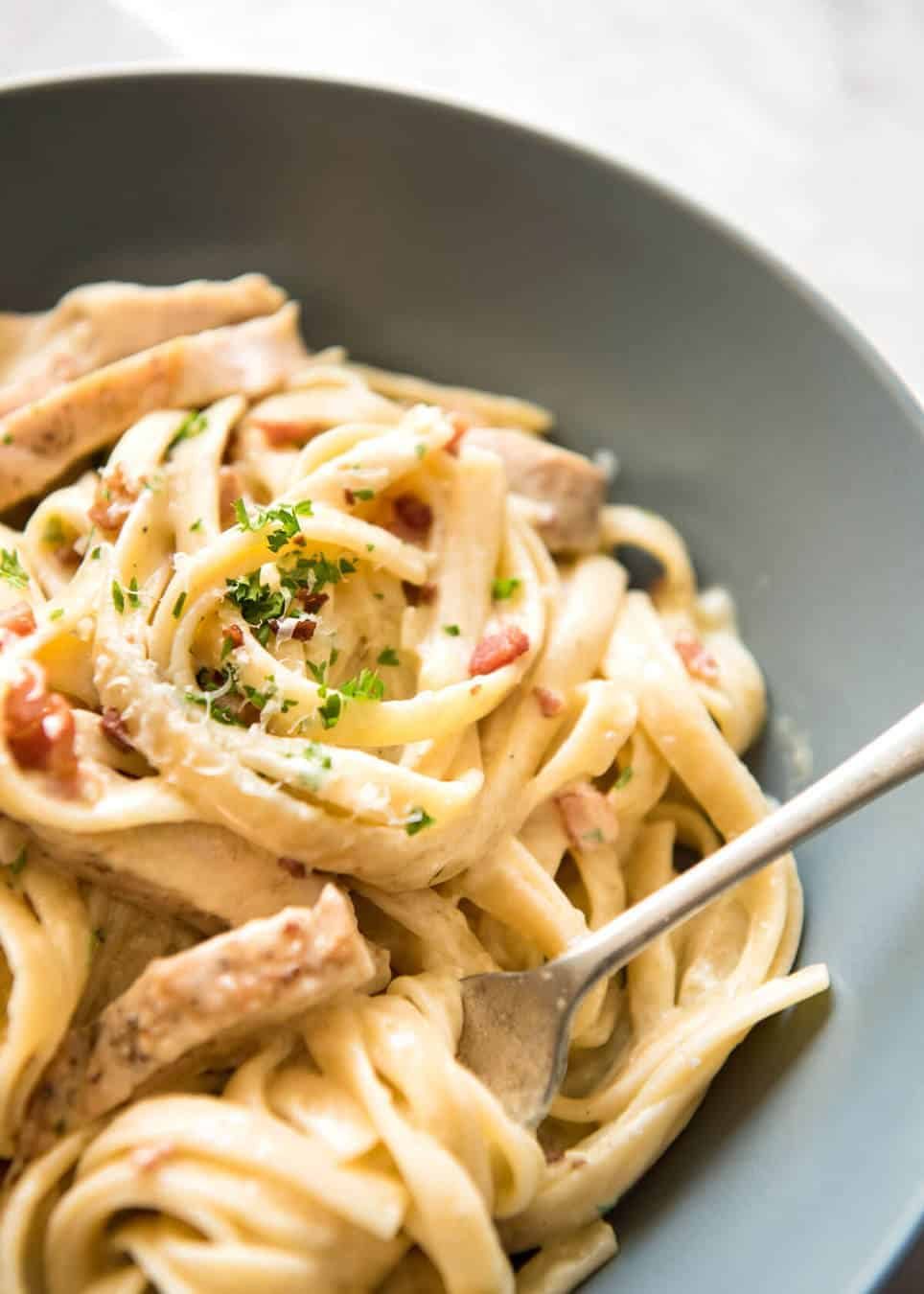 Creamy Chicken and Bacon Pasta - for all those days when nothing but a creamy pasta will do. staging.recipetineats.com