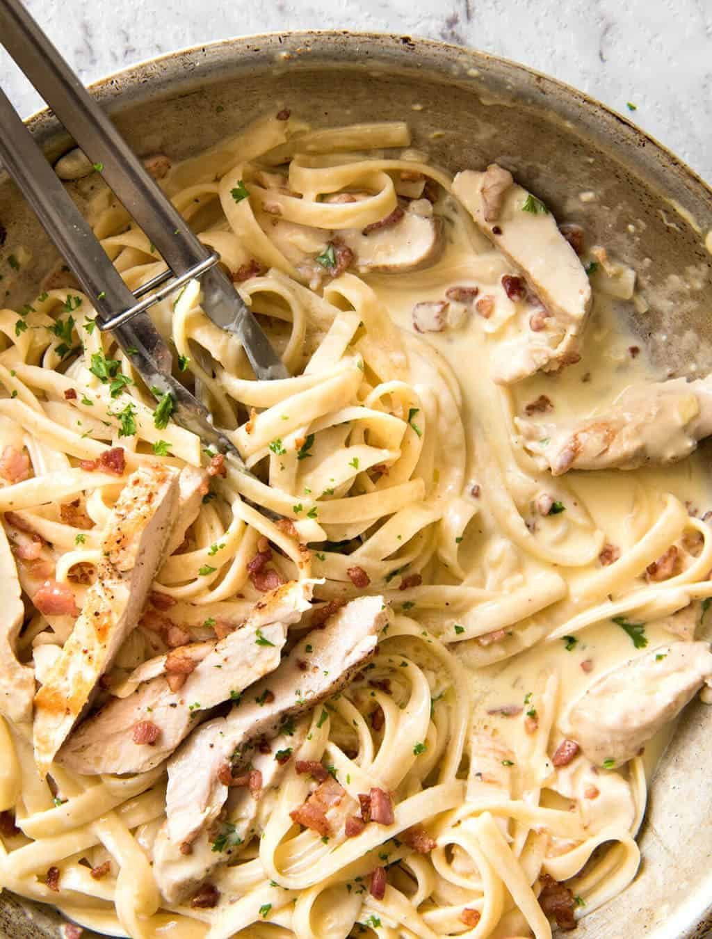 Creamy Chicken and Bacon Pasta - for all those days when nothing but a creamy pasta will do. staging.recipetineats.com
