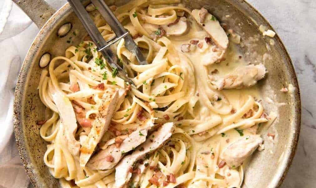 Creamy Chicken and Bacon Pasta - for all those days when nothing but a creamy pasta will do. staging.recipetineats.com