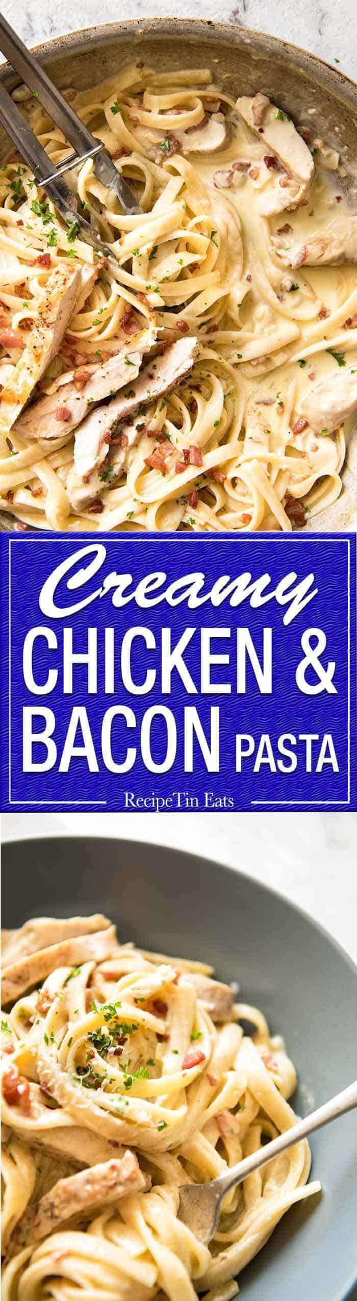 Creamy Chicken and Bacon Pasta - for all those days when nothing but a creamy pasta will do. staging.recipetineats.com