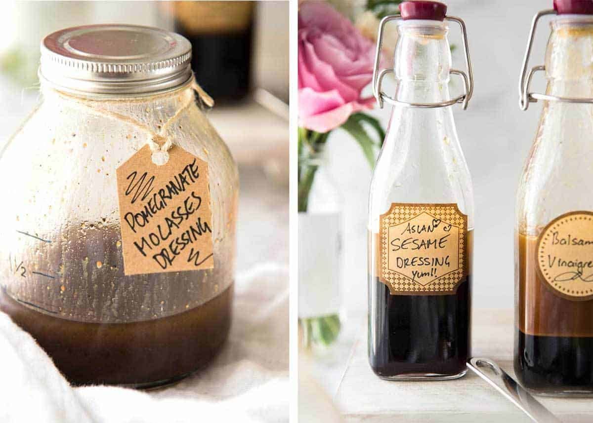 Easy Salad Dressing Recipes - Long Shelf Life, Ready To Use - Pomegranate Molasses Dressing and Asian Sesame Dressing staging.recipetineats.com