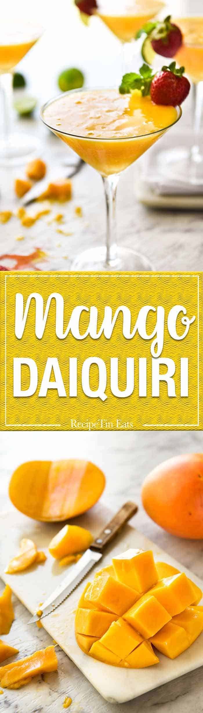 Mango Daiquiri made with fresh juicy mangoes, the king of all cocktails! Make this with or without a blender, frozen or not frozen. staging.recipetineats.com