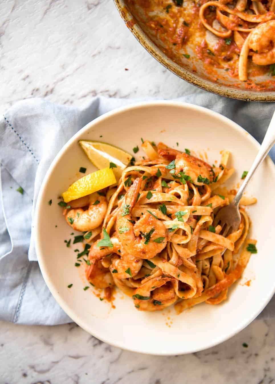 Spicy Chilli Prawn Pasta (Shrimp) - A super quick 15 minute meal with a secret ingredient that makes all the difference! staging.recipetineats.com