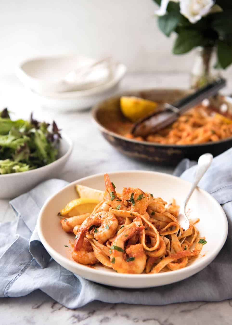 Spicy Chilli Prawn Pasta (Shrimp) - A super quick 15 minute meal with a secret ingredient that makes all the difference! staging.recipetineats.com