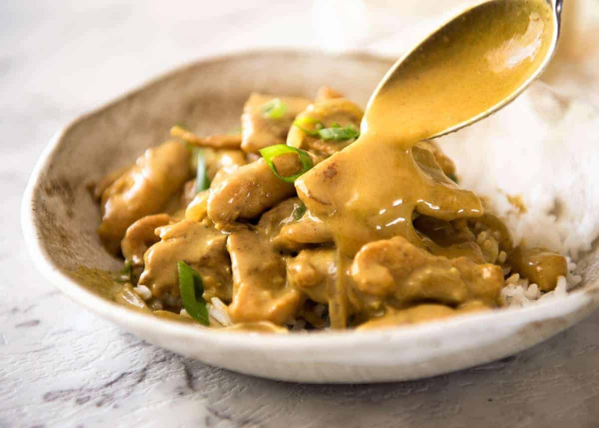 Chinese Satay Chicken Stir Fry - This is the Chinese takeout version of satay! Chicken stir fried in a satay sauce, this is made from scratch and tastes incredible. And easy! staging.recipetineats.com