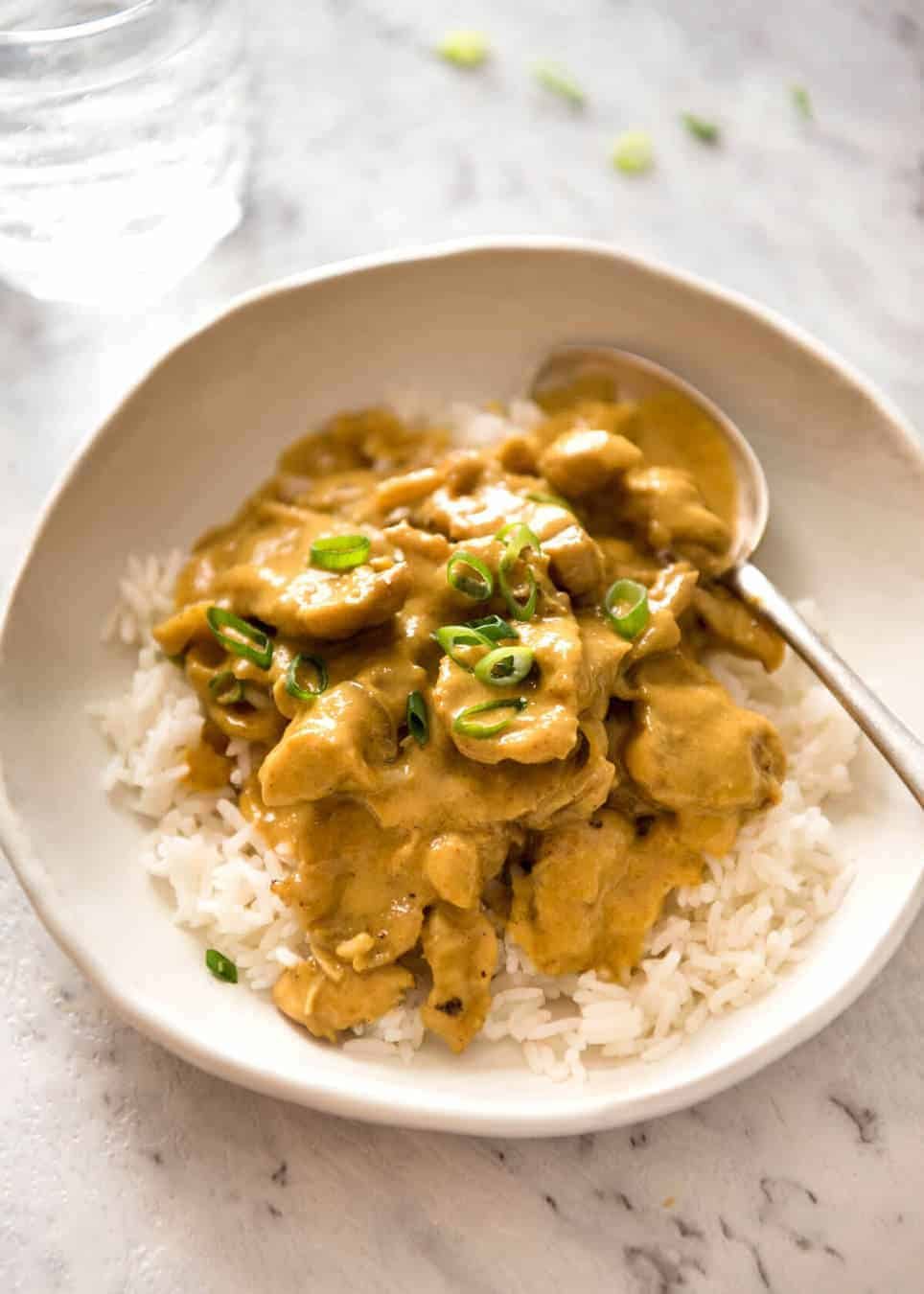 Chinese Satay Chicken Stir Fry - This is the Chinese takeout version of satay! Chicken stir fried in a satay sauce, this is made from scratch and tastes incredible. And easy! staging.recipetineats.com
