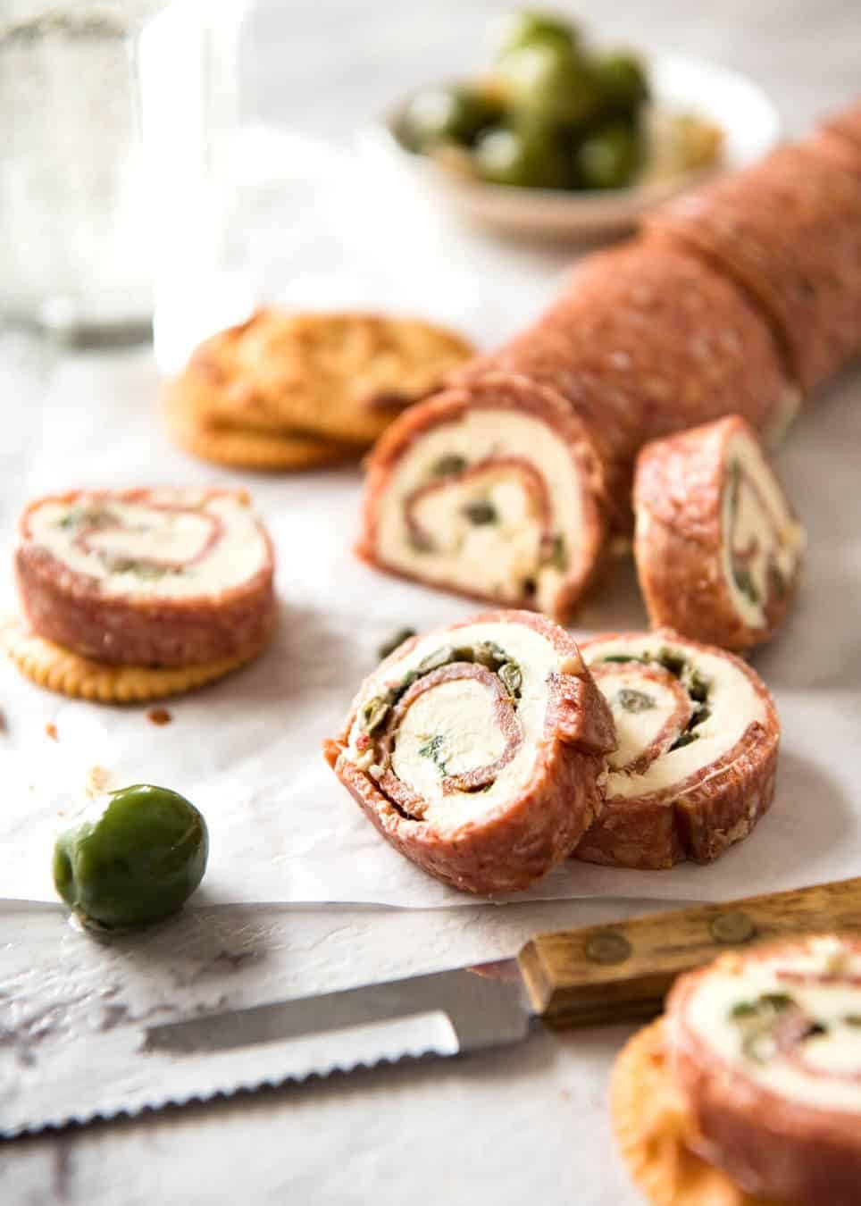 Salami Cream Cheese Roll Up - Great inexpensive party food idea! staging.recipetineats.com