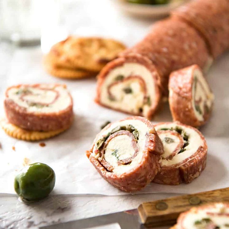 Salami Cream Cheese Roll Up - Great inexpensive party food idea! staging.recipetineats.com
