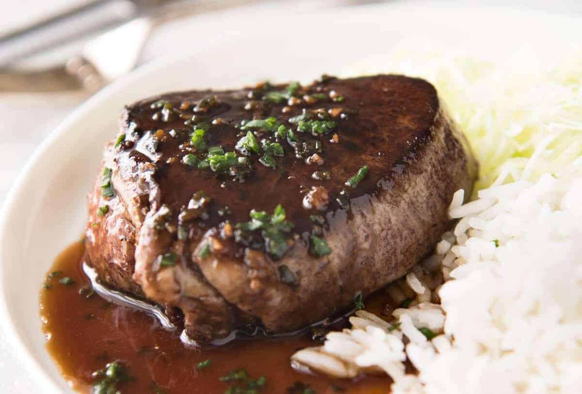 Simple yet stunning Asian Steak with a sauce inspired by the great Tetsuya! All you need is 15 minutes, soy sauce, mirin, sake or sherry, butter, garlic and ginger. Amazing! staging.recipetineats.com