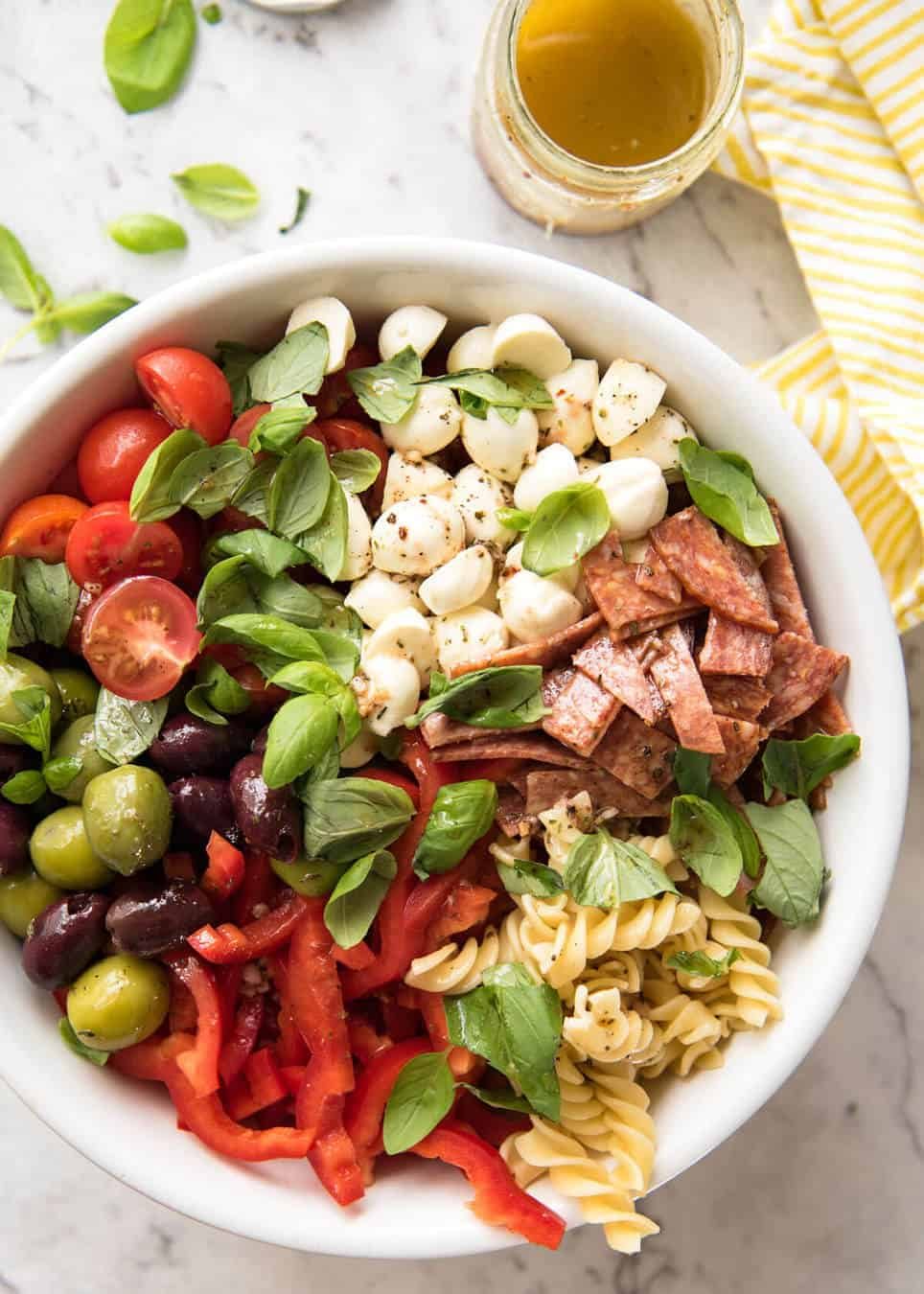 This Italian Pasta Salad with Homemade Italian Dressing is a hit at gatherings! staging.recipetineats.com