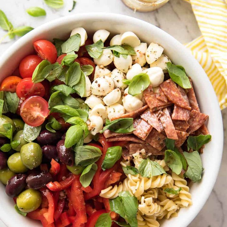 This Italian Pasta Salad with Homemade Italian Dressing is a hit at gatherings! staging.recipetineats.com