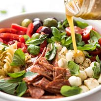 This Italian Pasta Salad with Homemade Italian Dressing is a hit at gatherings! staging.recipetineats.com