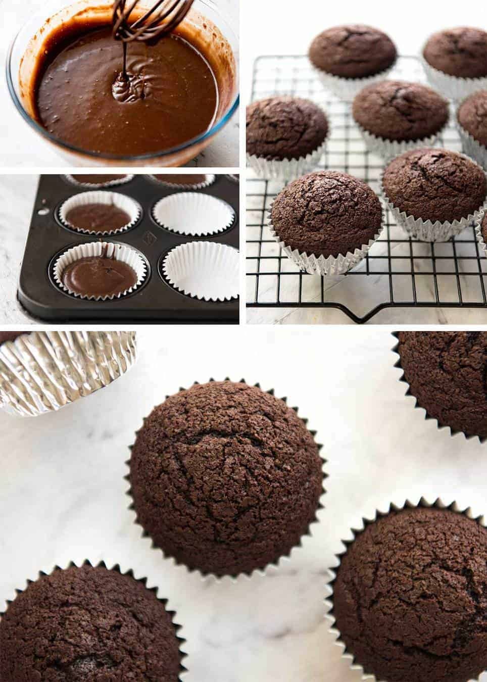 No stand mixer required to make the Best EASY Chocolate Cupcakes. Moist, deeply chocolatey with a tender crumb, these are unbelievably fast & easy. staging.recipetineats.com