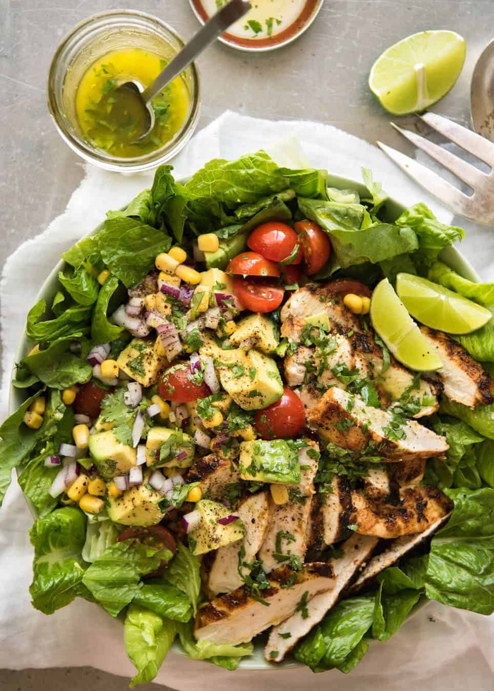 Loaded with all the good stuff! This Mexican Chicken and Avocado Salad is unbelievably good! staging.recipetineats.com