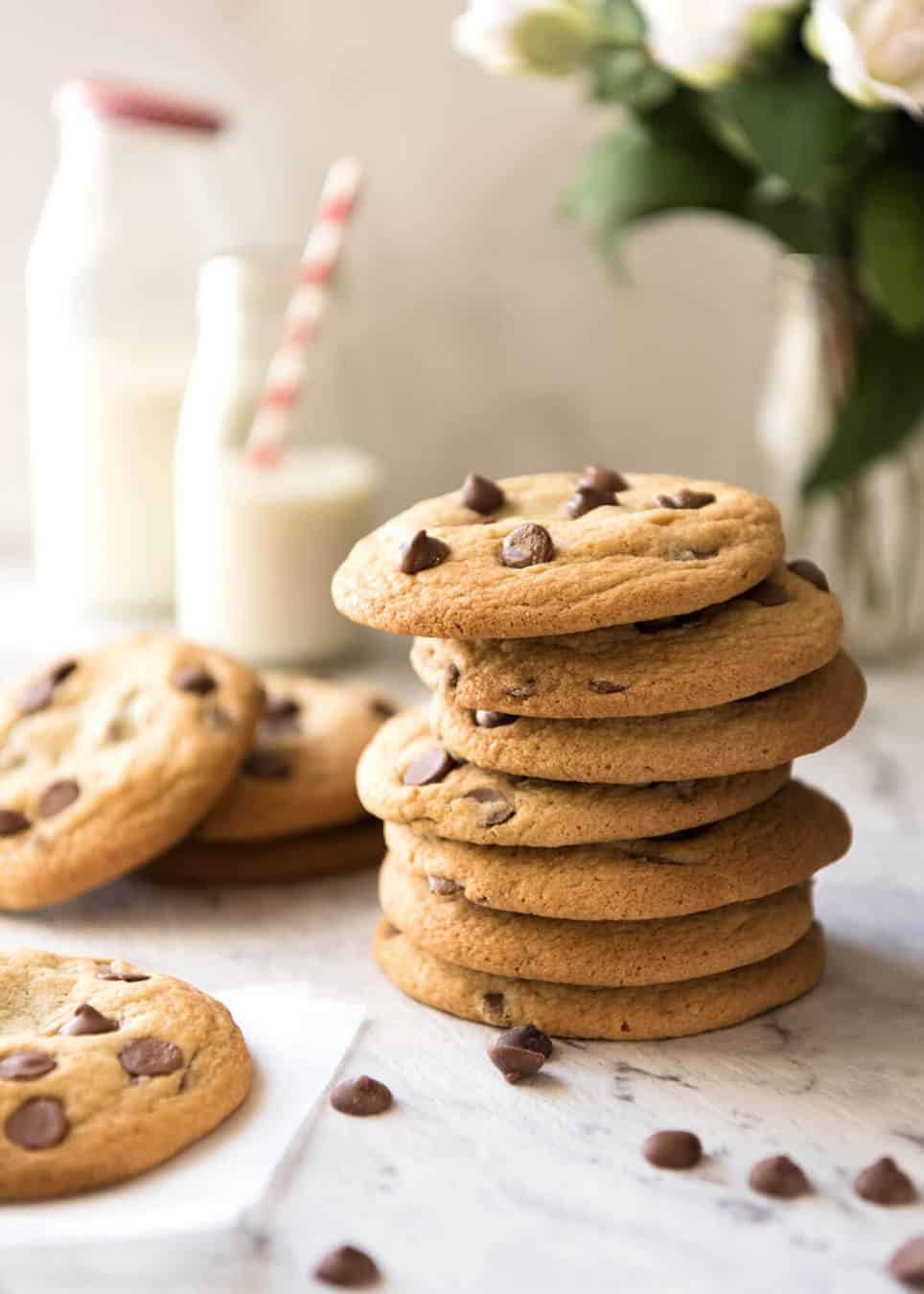 Miracle SOFT Chocolate Chip Cookies that are almost impossibly easy - no creaming butter, no beater, no refrigeration, no rolling dough. These are magical! staging.recipetineats.com