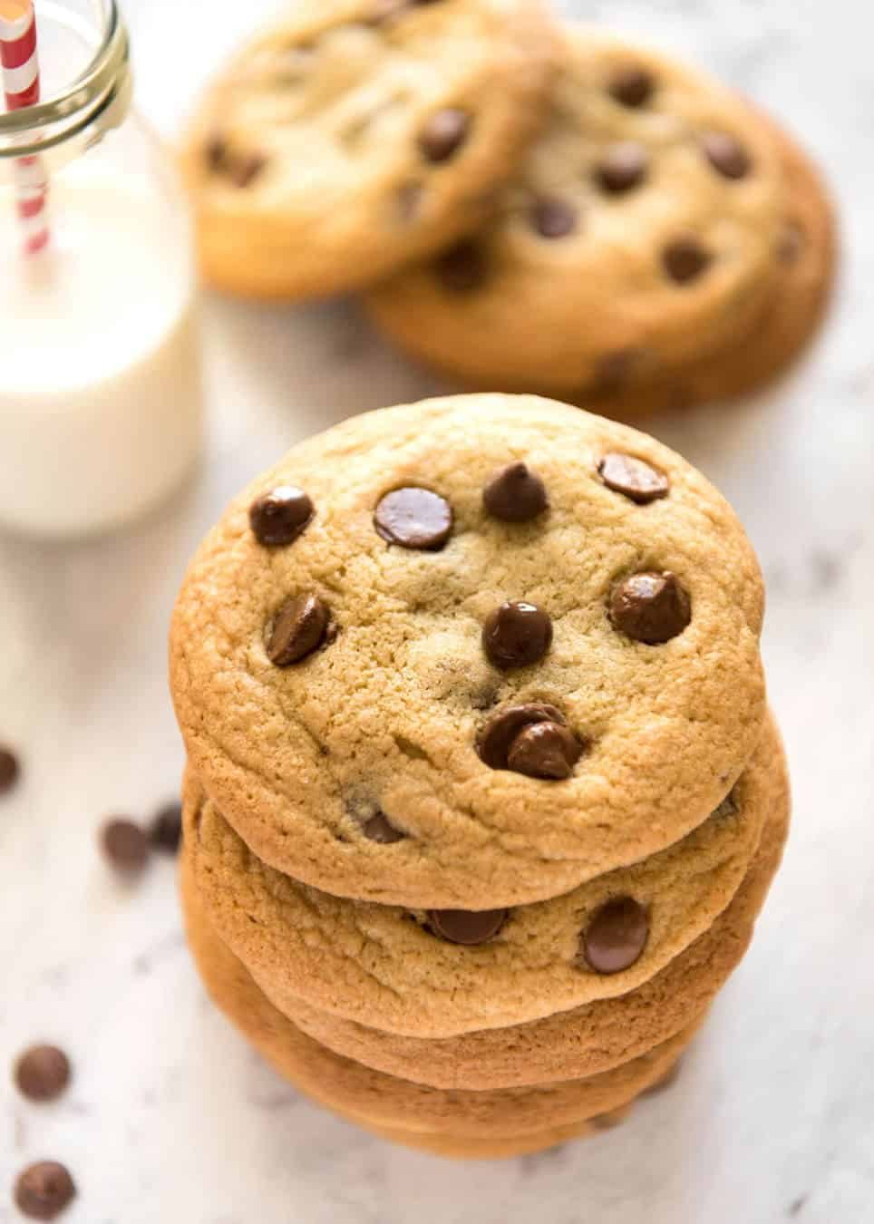 Miracle SOFT Chocolate Chip Cookies that are almost impossibly easy - no creaming butter, no beater, no refrigeration, no rolling dough. These are magical! staging.recipetineats.com