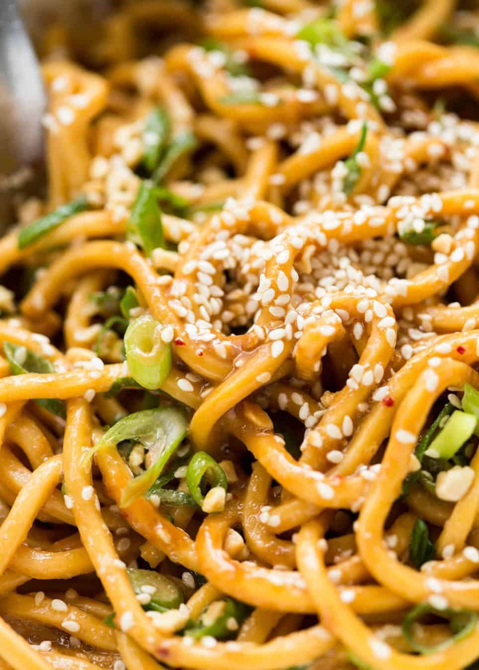 Sesame Noodles - noodles tossed with a wicked Asian Sesame Peanut Dressing. Serve these as Cold Sesame Noodles or warm. staging.recipetineats.com