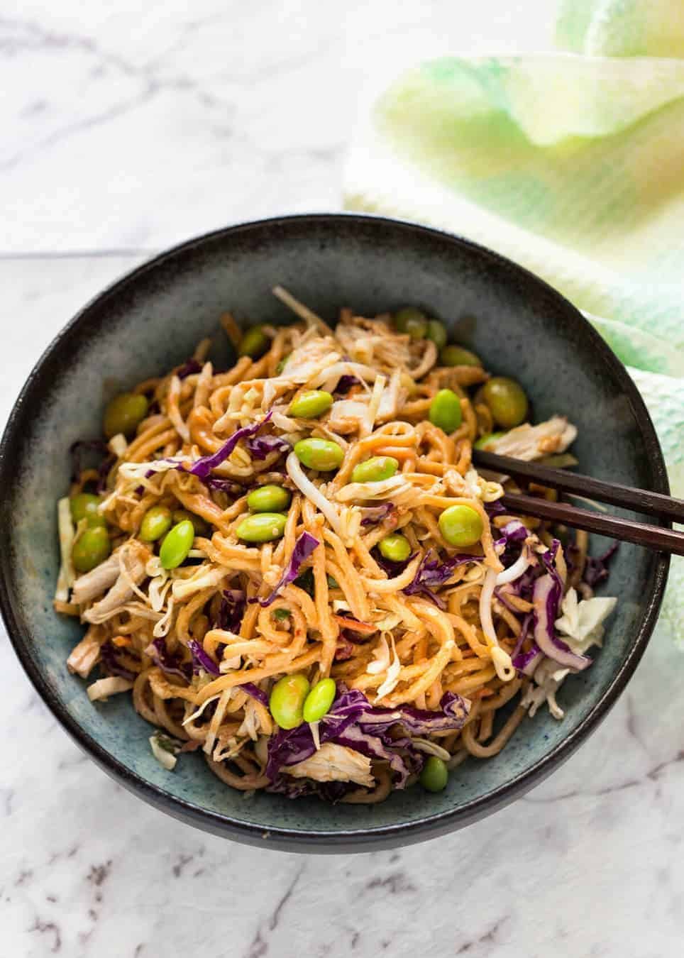 Sesame Noodles - noodles tossed with a wicked Asian Sesame Peanut Dressing. Serve these as Cold Sesame Noodles or warm. staging.recipetineats.com