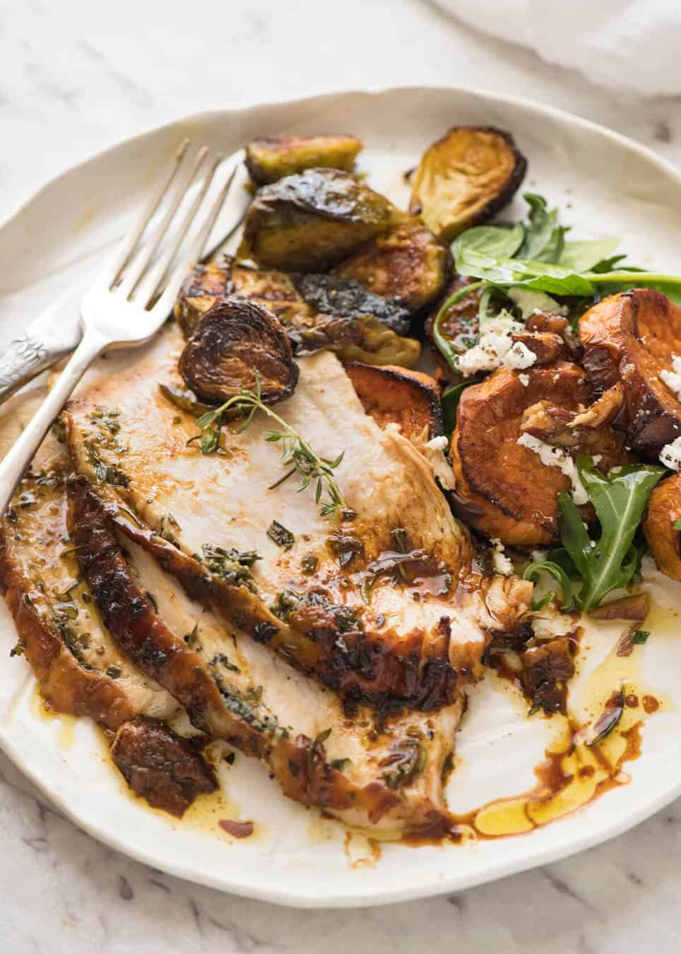 Garlic Herb Butter Roasted Turkey Breast with herb butter under the skin. Quick video tutorial provided. This is food so good, it will make you want to cry! staging.recipetineats.com