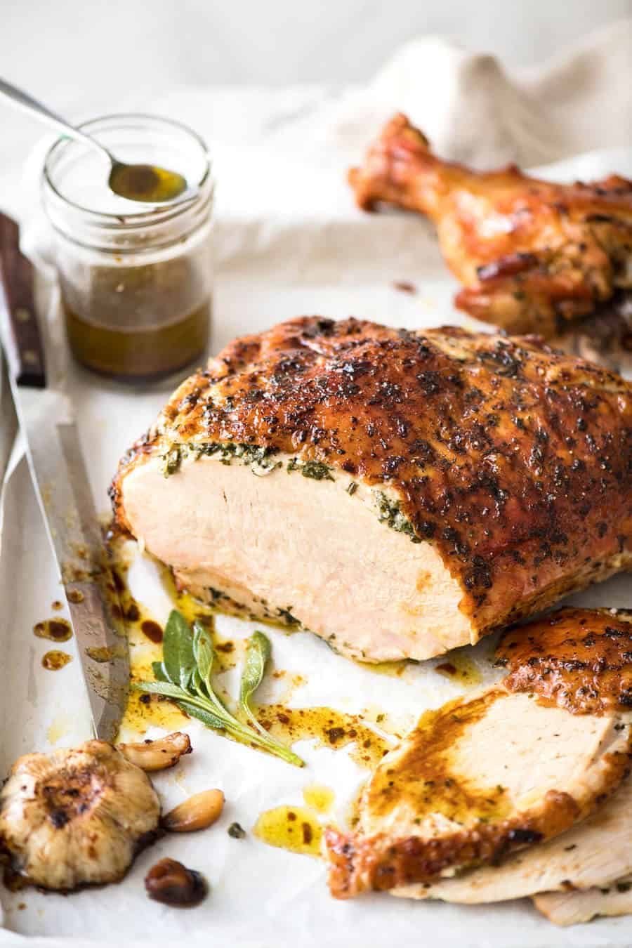 Garlic Herb Butter Roasted Turkey Breast with herb butter under the skin. Quick video tutorial provided. This is food so good, it will make you want to cry! staging.recipetineats.com