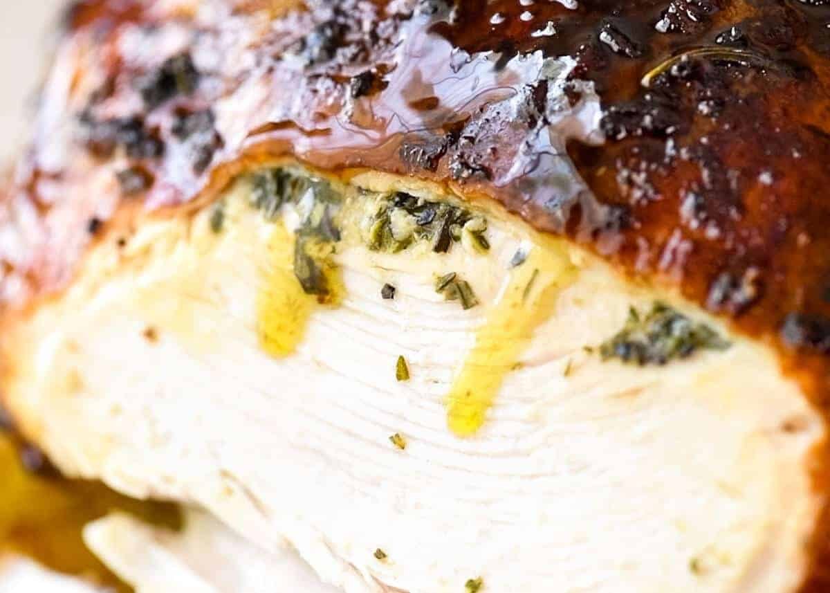 Garlic Herb Butter Roasted Turkey Breast with herb butter under the skin. Quick video tutorial provided. This is food so good, it will make you want to cry! staging.recipetineats.com
