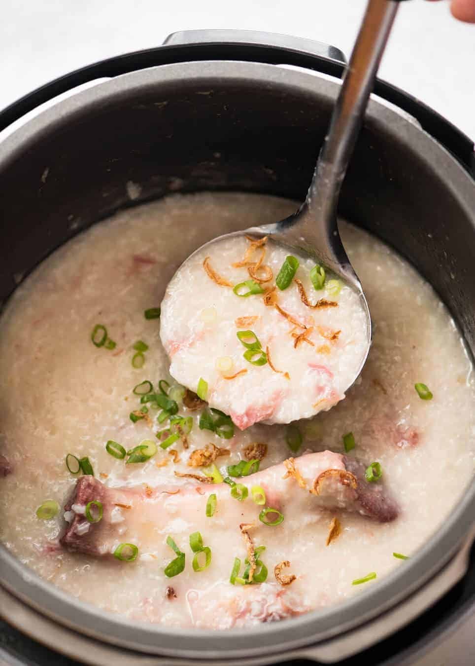 Leftover Ham Bone Congee (Chinese Rice Soup) staging.recipetineats.com
