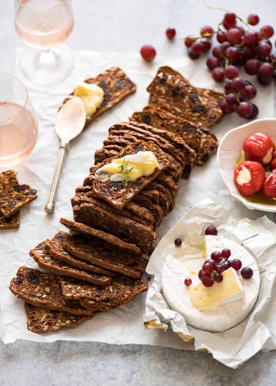Homemade Gourmet Crackers with Cranberries - simple to make, tastes way better and costs less than 20% that buying these at gourmet stores! Fantastic crackers for creamy cheeses, especially blue cheese. staging.recipetineats.com