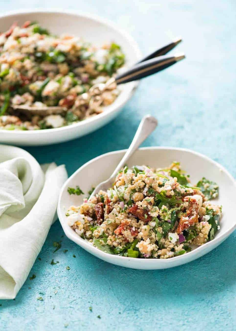 The best 12 minute salad in the world: Couscous Salad with Sun Dried Tomatoes and Feta staging.recipetineats.com