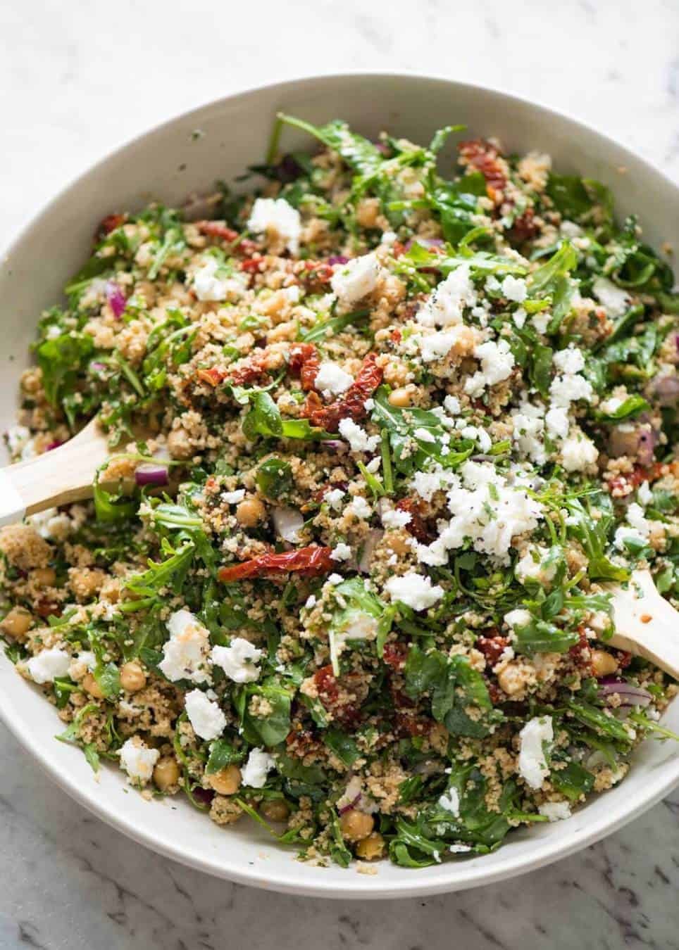 The best 12 minute salad in the world: Couscous Salad with Sun Dried Tomatoes and Feta staging.recipetineats.com
