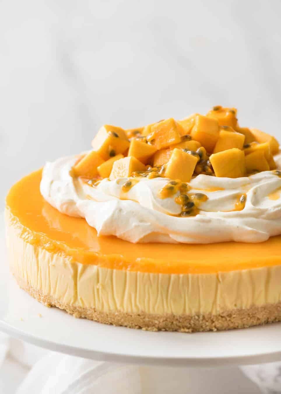 This No Bake Mango Cheesecake is a complete and utter celebration of summer! staging.recipetineats.com