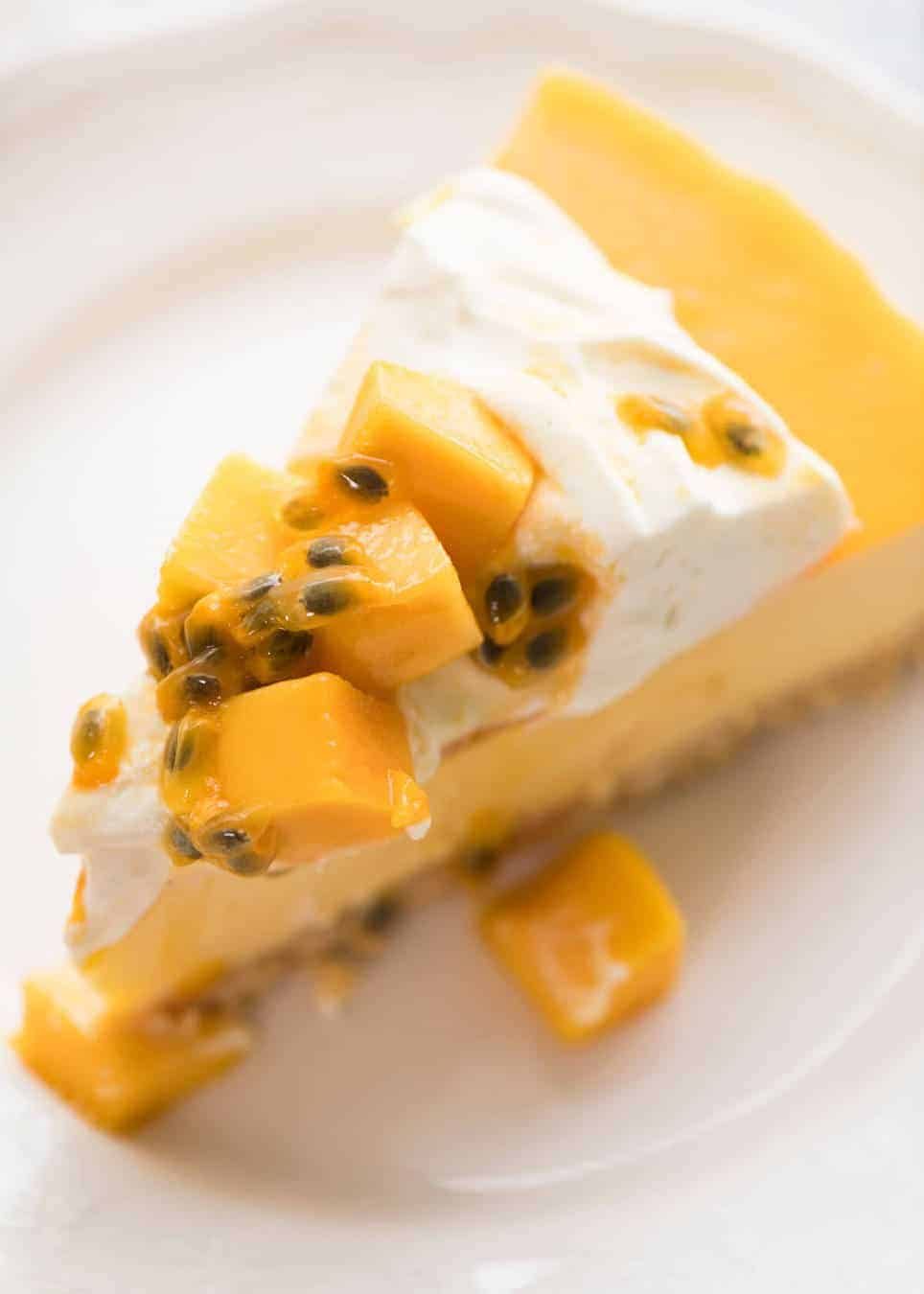 This No Bake Mango Cheesecake is a complete and utter celebration of summer! staging.recipetineats.com